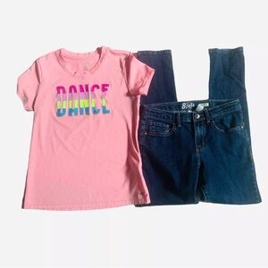 B’Gosh/ DSG Sz 10/12 girls 2 piece jeans/ shirt set